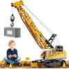 Cheffery 1:16 Gru Giocattolo per Bambini, 12 Canali Gru Telecomandata con Luci Effetti Sonori Spray, Grande Veicoli da Cantiere Gru RC Modello Regali per Bambini 6+ anni