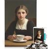 JIANGENNF Puzzle per adulti da 1000 pezzi raffigurante una giovane donna con tazza da tè gioco interattivo attività divertenti da fare a casa regalo per donne 38x26cm