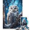 JIANGENNF Puzzle da 1000 pezzi per ragazzi: Gufo bianco nella neve gioco pratico divertente e spiritoso regalo per amici e familiari 38x26cm