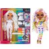 Rainbow High Colour & Create Fashion DIY Doll - Occhi viola, capelli ricci, top e scarpe in regalo, pennarelli arcobaleno lavabili - Colora, crea, gioca, risciacqua, ripeti -