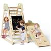 AmazingJoy Parco Giochi da Giardino per Bambini 12-in-1 Struttura in Legno con Scivolo, Altalena, Parete Arrampicata, Rete, Scala, Balance Board, Palestra Montessori Educativi per Sviluppo Motorio 1-6 Anni