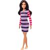 Barbie Fashionistas Bambola con Capelli Lunghi Castani, Abito a Righe e Accessori, Giocattolo per Bambini 3+Anni, GYB02