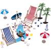 FDKene Kit di Paesaggio Marittimo in Miniatura 21 Pezzi, Decorazione Spiaggia con Sdraio, Palma e Ombrellone, Set Fai da Te per Acquario, Giardino e Casa delle Bambole, Regalo Artigianale Decorativo