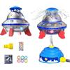 Generic Water Sprinkler Toy For Kids,360° Rotating UFO Design Outdoor Sprinkler with LED Hose Lights Stickers,Garden Hose Attachment for Backyard Summer Play,Summer Birthday Gift for Boys Girls (Blue)
