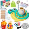 JONRRYIN Kit Ceramica per Bambini, Ruota in Ceramica Elettrica per Bambini Kit Fai da Te con Argilla per Colori, Grembiuli, Regali per Bambini dai 6 Anni (lumache)