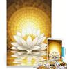 JIANGENNF Puzzle da 1000 pezzi per adulti con fiore di loto bianco in luce dorata gioco educativo stimolante da completare ideale per compleanno e Natale 38x26cm