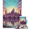 JIANGENNF Puzzle per adulti da 1000 pezzi illustrazione di Saragozza al tramonto gioco rompicapo per divertimento in famiglia per rafforzare l'amore tra le coppie 50x75cm