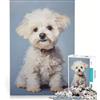 JIANGENNF Puzzle da 1000 pezzi per adulti cucciolo di barboncino bianco giochi per famiglie taglio di precisione collezione d'artista belle arti 50x75cm