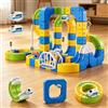 VeftBltrem Set di 224 pezzi Cube Track con ventosa e carica di tipo C, ferrovia elettrica con 2 treni e traccia ingranaggi 3D, fai da te, sistema di montaggio a parete, rotaie cubo set per bambini dai 3 agli 8