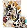 JIANGENNF Puzzle per adulti da 1000 pezzi con zebra dorata gioco rilassante divertente e spiritoso regalo di compleanno regalo 50x75cm