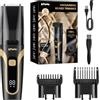 Favrison Rasoio da barba elettrico da uomo, nero | Tagliacapelli impermeabile IPX7 (da 1 mm a 20 mm) con ricarica di tipo C, display LCD, sistema a doppio motore