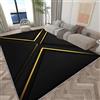 Generico Tappeto Nero Oro Linee Moderno 160x230 cm Tappeto Salotto Grande Tappeti Moderni Soggiorno a Pelo Corto Antiscivolo Morbido Tappeto per Soggiorno Camera da Letto