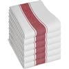 Olivia Rocco Confezione da 6 strofinacci da cucina grandi, 100% cotone, di grado commerciale, senza pelucchi, bianchi, ad asciugatura rapida, 70 x 50 cm, rosso