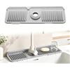YNNHUDEEP Tappetino scolapiatti in silicone, sottile, 45 cm, con scarico dell'acqua pieghevole, adatto per piani di lavoro in cucina e bagno, isolamento termico da tavolo (grigio)