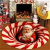 Highdi Tappeto Rotondo Natalizio Salotto Pelo Corto Motivo Babbo Natale Tappeti Camera da Letto Soggiorno Morbido Antiscivolo Lavabile Tappeto per Cucina Balcone Home Decor (Caramelle,120cm)