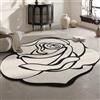 Generic Tappeto Bianco E Nero A Forma Di Fiore, Tappetino Adatto Agli Animali Domestici, Tappeto Per Camera Da Letto, Cucina, Sala Da Pranzo, Ufficio Domestico, Bagno(Floral D,60cmx60cm)