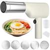 LOMUG Macchina per pasta elettrica portatile portatile senza fili, macchina per pasta elettrica ricaricabile con 5 stampi per pasta fatta in casa, spaghetti/maccheroni per viaggi, picnic, famiglia