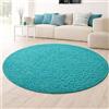Teppich-Traum Tappeto Shaggy soffice | facile da pulire e resistente | in turchese Größe 120 cm Rund