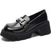 Qynthra Mocassini Stile Britannico Suola Carrarmato 6,5cm con Morsetto Dorato Scarpe Platform Eleganti Stile Accademico retrò,Nero,37 EU
