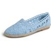Feversole Round Toe Lace Ballet Crochet Flats,Scarpe comode e Traspiranti da Donna all'Uncinetto Azzurro Cielo Maglia all'Uncinetto Juta 40 EU