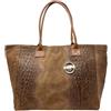 Chicca Borse Borsa a Mano Shopper Grande da Donna indossabile a Spalla in Vera Pelle (Cocco Cuoio)