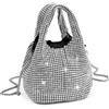 ANGELO Borsa Donna da Sera Elegante, Pochette con Strass a Tracolla Rimovibile, Secchiello a Mano Brillantinato, Chiusura Magnetica, Clutch Scintillante per Feste, Eventi, Matrimonio (Nero)