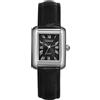 JewelryWe Coppia di orologi vintage partner amicizia in pelle analogico al quarzo orologio classico rettangolare con numeri romani quadrante regalo per uomo donna, Orologio da donna tipo 1 nero/nero
