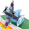 Cardology Biglietto d'Auguri Pop-Up Spitfire | Biglietti di Compleanno per Lui, Biglietti per la Festa del Papà, Regali RAF, Regali per Appassionati di Aerei | Fatto a Mano, Bianco, 15 X 20cm
