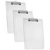 Acrimet Confezione da 3 Cartelline Formato Lettera A4 (34 x 24 cm) con Clip a Basso Profilo e Righelli Laterali, Plastica Resistente per Ufficio, Scuola, Uso Domestico - Colore Trasparente