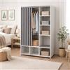 Dmora Guardaroba Grande Roselle, Mobile Camera da Letto, Cabina Armadio portabiti, Armadio Appendiabiti, 105x48 h180 cm, Bianco e Grigio
