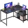VASAGLE Scrivania Angolare a L, Scrivania Gaming per Computer con Scaffale Reversibile, Ripiano Regolabile in Altezza, per Studio Ufficio, 110 x 80 cm, Nero Ebano LWD135BE01
