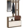 Dmora Mobile da Ingresso Sargassi 100x25.5x190h cm Bianco Specchio Incluso Appendiabiti, 8 Paia