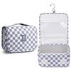 Narwey Beauty Case da Viaggio, Beauty Case da Appendere per Donna, Borsa da toilette Wash Bag da Travel Kit Viaggio, Trousse Pochette Trucchi Donna per Viaggio (Scacchiere Blu Grigiastro)