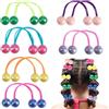 WADY 12elastico Fermacoda con Doppie Palline per Capelli Colorati Lacci con Sfera Carina a Bolle per Neonate Ragazze Donne