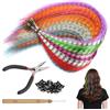 KBSICWO 50 Pezzi Extension Capelli, Piuma Estensione Colorati Capelli con 100 Perline, 1 Pinza e 1 attrezzo, Extension in Piuma Sintetica per Donne Ragazze Party Festival Cosplay