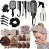 XINYUNXIN Set 21pcs Skincare con Fascia Capelli Donna Trucco | Fasce Spa per le donne Complete di Spugne e Spazzola Detergente | Fascia Capelli Skincare Donna Polsini Skin Care Assorbente per Makeup(Nero)
