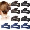 Somnr 9 fermagli per capelli opachi per donne e ragazze, forte tenuta, antiscivolo, per capelli spessi e sottili, clip rettangolari, antiscivolo, confezione da 9 pezzi (marrone scuro/blu, nero)