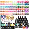 PHOENIXY POLYGEL Kit Semipermanente Unghie, Phoenixy 48Pz 7ml 42Colori Smalto Semipermanente Unghie con Base Coat Lucido Opaco Argento Oro e Top Coat, Kit Manicure Smalto Semipermanente - PCG9026