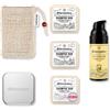 Störtebekker Shaving Accessories Störtebekker® - Set di routine doccia premium, shampoo solido sensibile (x3), sacchetto per sapone, saponetta + crema giorno, set shampoo per la cura dei capelli/doccia, realizzato a mano nella