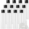 ZEOABSY 12 Pezzi 150 ml Trasparente Bottiglie di plastica PET con Tappo Flip Top Nero, Spalla Piatta Contenitori per Cosmetico, Bottiglie da Viaggio per Lozioni, Liquido, Olio