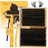 QUEWEL Kit Extension Ciglia, 320 PCS 80+100 Ciglia Finte Soffici Extension ciuffetti Morbide con lash clusters e Sigillo per lash clusters e Pinzette Facile Extension Fai da Te a Casa(Fluffy-80+100D)