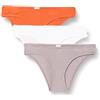 Calvin Klein Slip Taglio Bikini Donna Confezione da 3 a Costine, Multicolore (Orange Rust/Grey Sand/White), M