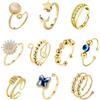 Pluvyze Anxiety Ring Gold Anti Stress Adhs Anello Stressring Dita Ansia Fidget Donna Con Sfere contro lo Stress Nervosismo