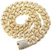 HALUKAKAH Catena In Oro Iced Out,20MM Catena Cubana da Uomo Miami Placcato in Oro 18 Carati Collana Girocollo 40cm,Cz Completa Diamante Set a Mano,Regalo Per Lui