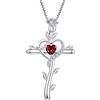 starchenie Collana Croce da Donna Argento 925 con Zirconi Cuore Rose Eterna Regalo per Le Mamma