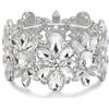 EVER FAITH Bracciale di cristallo ovale a forma di pera, strass di cristallo, fiore grappolo, bracciale elastico, gioiello per donna, sposa, matrimonio e festa, Mittelgroße, Cristallo, Senza Gemstone