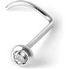 jewellerybox Piercing da naso in Oro Bianco 9kt e sfera di cristallo CZ bianco da 2mm