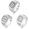 GSTFY Anello con sigillo con iniziale personalizzata, in argento Sterling, con pietra portafortuna per donne e uomini, gioiello con lettera incisa, regalo per compleanni, matrimoni, padri, feste,