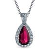 Bling Jewelry Gioielli da sposa classici pendente a goccia solitario a forma di pera 24X15 con halo AAA 15CT CZ simulato rubino rosso collana per donne prom damigella d'onore matrimonio placcato argento