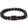 ZENSE - Bracciale uomo elasticizzato nero con perle Onyx